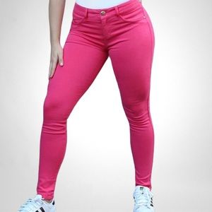 Skinny Jeans High Rise Fucsia Skinny Jeans Stretch Denim Push up Skinny Jeans